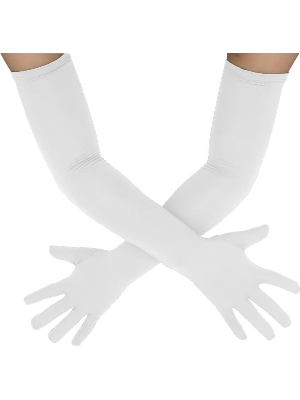 Men's And Women's White Stretchy Costume Gloves Banquet Spandex Long Gloves